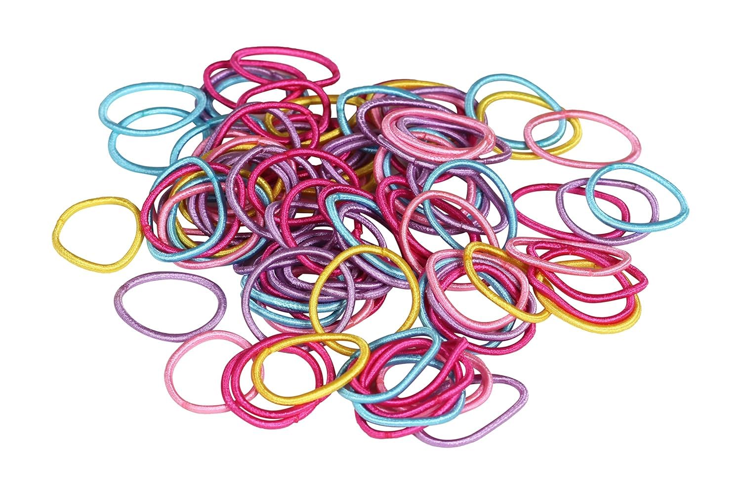 El Regalo 100pcs/pack Simple Rubber Bands- Thin Elastic Hair Ties Seamless 3mm Ponytail Soft & Elastic, No Damage Hair Rubberbands For Kids/Girls/Women (Colorful)