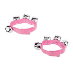 El Regalo 2PCs Jingle Bells Christmas Bracelets | Wrist & Ankle Bells for Party Favors, Musical Rhythm & Christmas Decor | Adjustable Percussion Instruments (Pink)