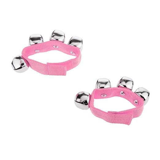 El Regalo 2PCs Jingle Bells Christmas Bracelets | Wrist & Ankle Bells for Party Favors, Musical Rhythm & Christmas Decor | Adjustable Percussion Instruments (Pink)