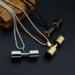 El Regalo Stainless Steel Gym Fitness Dumbbell Pendant Necklace for Boys/Men- Go Fit Motivational Fitness Sports Jewelry for Gym Lovers (Gold)