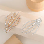 El Regalo 2PCs CZ Halloween Skeleton Hair Clips- Rhinestone Zombie Punk Rock Hand Hair Clip- Alligator Claws Barettes Clips- Halloween Costume/Accessories for Girls/Women (1 Gold 1 Silver)