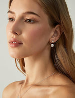 El Regalo Premium 2-Way Front Back Ear Jacket Earrings for Women & Girls | Convertible Cubic Zirconia CZ Studs & Pearl Drops | Elegant Korean Western Party Ear Cuffs for Pierced Ears (Balls Ear Jacket)