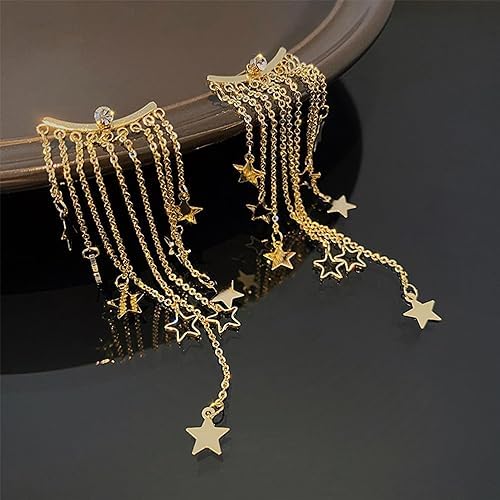 El Regalo Women's & Girl's Luxury Exaggerated Long Stars Tassels Earrings - Lightweight Party Earrings for a Stunning Look - Gentle Move, Elegant Design for Special Occasions
