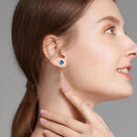 El Regalo 2 Pairs Non-Pierced CZ Magnetic Clip-On Unisex Earrings for Men/Women/Girls/Boys - Colorful CZ Fake Crystal Ear Stud Earrings (Blue & White)
