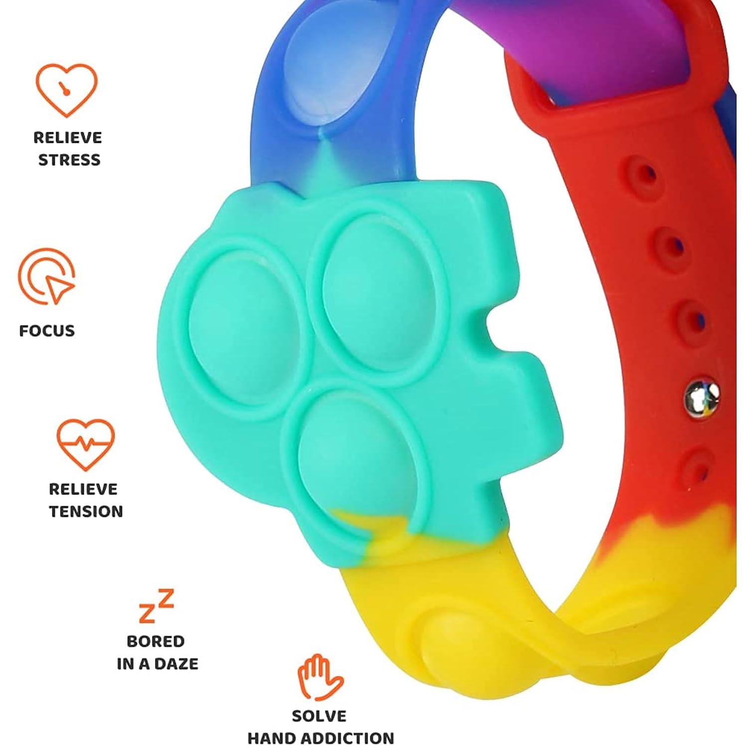 El Regalo 4PCs Pop It Rakhi Band for Kids - Kids Bracelet Rakhi for Little Brother/ Sister with Message Card, Roli Chawal Shagun in Rakhi Gift Box