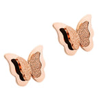El Regalo Stainless Steel Small Butterfly NO RUST Earrings- Butterfly Matt Finish Rose Gold Plated Stainless Steel Cute Stud Earrings for Women/Girls