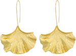 El Regalo Big & Bold Ginkgo Leaf Drop Dangle Earrings - Fashionable Fall Maple Leaf Boho Earrings for Women & Girls, Classy Statement Jewelry (Gold)