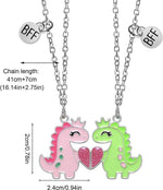 El Regalo 2 PCs BFF Best Friend Forever Split Magnetic Matching Unisex Pendant Necklaces Set- Friendship Necklaces Set for Besties/Best Friends/Soul Sisters (BFF Dinosaurs Necklaces Set)