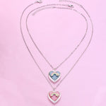 El Regalo 2 PCs Best Friends Heart-shaped Photo Box Pendant Necklace for Girls/Besties/Soul Sisters- BFF Jewelry Gift (Rainbow Heart Photo Pendant)