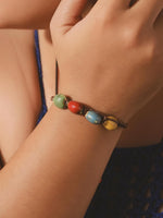 MINACHI Bohemian Colorful Ceramic Bead Adjustable Leather Bracelet, Boho Hippie Summer Jewelry Gift for Women (1), Adjustable, Ceramic, no gemstone