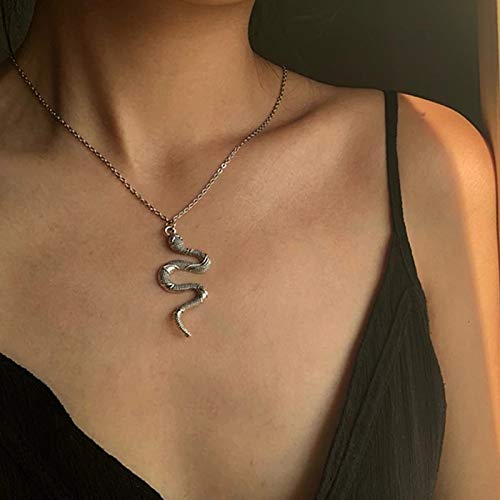 El Regalo Snake Unisex Necklace for Girls/ Boys/ Men & Women - Trendy Serpent Necklace Dainty Pendant Necklace Jewelry (Silver)