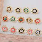 El Regalo 2 Pairs Evil Eye Enameled Post Back Stud Earrings for Girls & Women- Cute & Colorful Turkish Lucky Evil Eye Studs (Evil Eye Studs Option-2)