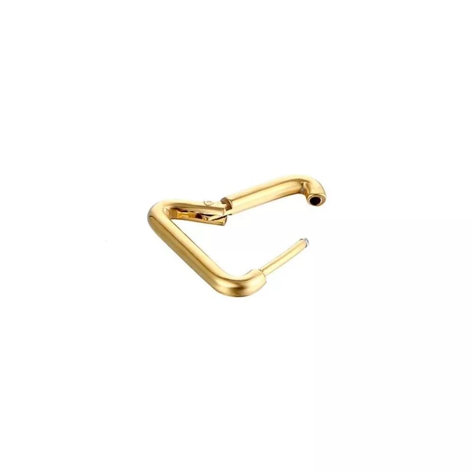 El Regalo Waterproof Men's Women's Punk Stainless Steel Triangle Shape Design Hoop Earrings - Geometry Triangle Huggie Hoop Earrings, Minimalist Punk Rock Style (Gold)