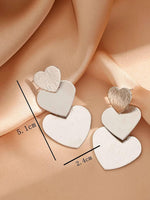 El Regalo Romantic Heart Tassel Metal Texture Long Earrings For Girls & Women Girls- Valentines Day Gift (Matt Silver)