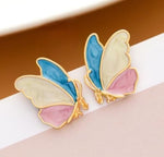 El Regalo 1 Pair Fancy, Cute Enamelled Butterfly Stud Earrings for Girls & Women - Fashion Enamalled Butterfly CZ Hypoallergenic & Nickel Free Earrings for Girls & Women (option-2)