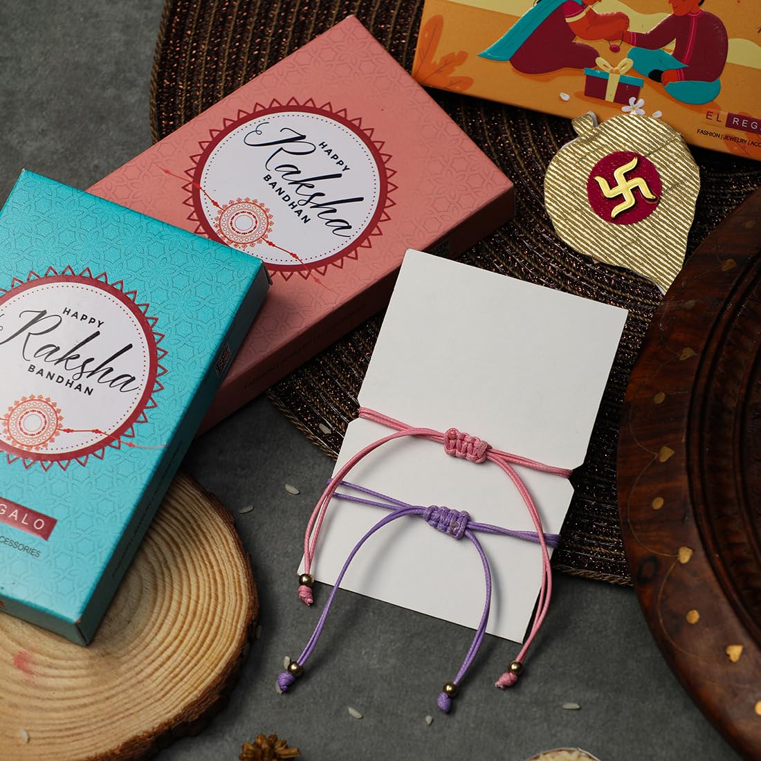 El Regalo 2PCs Cute Kids Bracelet Rakhi Combo Sets- Fancy Kids Rakhi for Brother/Sister with Roli Chwal, Rakhi Message Card in Rakhi Box for Babies/Toddlers/Kids (Camera & Heart Goggle Rakhi)