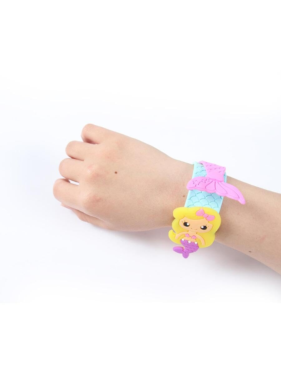 El Regalo 2PCs Mermaid Fish Tail Slap Bands/Wristbands for Girls- Mermaid Theme Birthday Party Gifts/Goodie Bags Filler