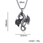 El Regalo Dragon Necklace for Men | Norse Viking Dragon Pendant Necklace with Chain | Gothic Dragon Wings Amulet Necklace | Stainless Steel Fantasy Jewelry for Men & Boys