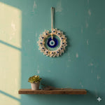 El Regalo Macrame Nazar Battu Wall Hanging with Big Evil Eye Charm | Handmade Bohemian Style Wall Decor for Home & Office | Macrame Evil Eye Protection Hanging (6.3 Inches Diameter)