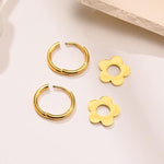 El Regalo Cute Stainless Steel Flower Huggie Hoop Earrings for Girls & Women- Anti-Tarnish, Waterproof Daisy Floral Hoops