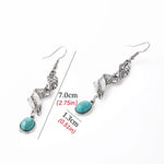 El Regalo Retro Imitation Turquoise Feather Vintage Tassel Earrings for Women- Gypsy Earrings Hippie Chic Boho Spiral Feather Earrings