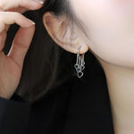 El Regalo Love Hearts Tassel Hoop Earrings for Women/Girls- Heart Huggie Hoop Chains Earrings (Silver)