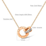 El Regalo Crystal Roman Numeral Stainless Steel Necklace & Earrings Jewelry Set For Girls & Women- Anti tarnish, Waterproof Double Ring Infinity Love Jewelry
