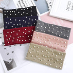 El Regalo 2 PCs Elastic Knit Ear Warmers with Pearls for Girls & Women | Winter Hair Band for Women Head Wraps (Grey & Black)