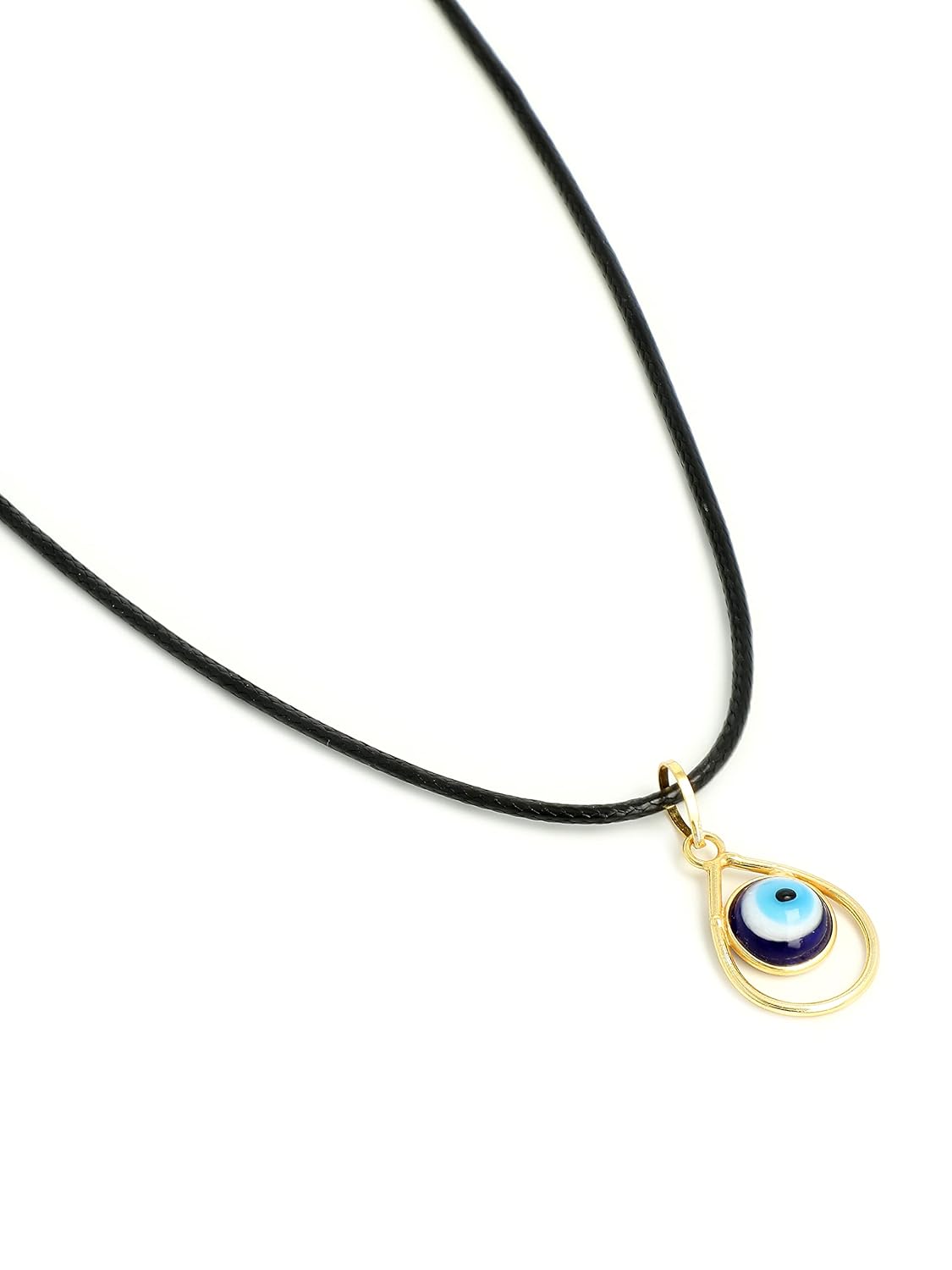 El Regalo 2 PCs Blue Evil Eye Unisex Pendant Cord Necklace for Kids/Girls/Boys/Men & Women - Turkish Blue Silver & Golden Handmade Evil Eye Necklaces (Option-1)