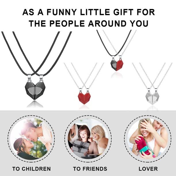 El Regalo Unisex Valentines Day Gift - 2 Pcs Heart Couples Magnetic Necklace for Couples/Besties/Friends - Matching Pendant Friendship Distance Magnetic Love Heart Jewelry (Golden Hearts)