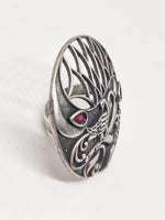 El Regalo Vintage Filigree Peacock Adjustable Finger Ring For Girls/Women - Oxidized Metal