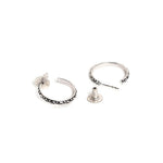 El Regalo 2 Pairs Tribal Oxidized Half Hoop Earrings, Huggie Earrings- Hammered Bohemian Oxidized German Silver Baali Earrings (Option-6)