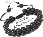El Regalo 1 PC Tiger Eye & Black Onyx Matte Finish Double Layered Unisex Adjustable Bracelet - Men & Women Bracelet For Reiki Healing (Black Matt Stones Bracelet)