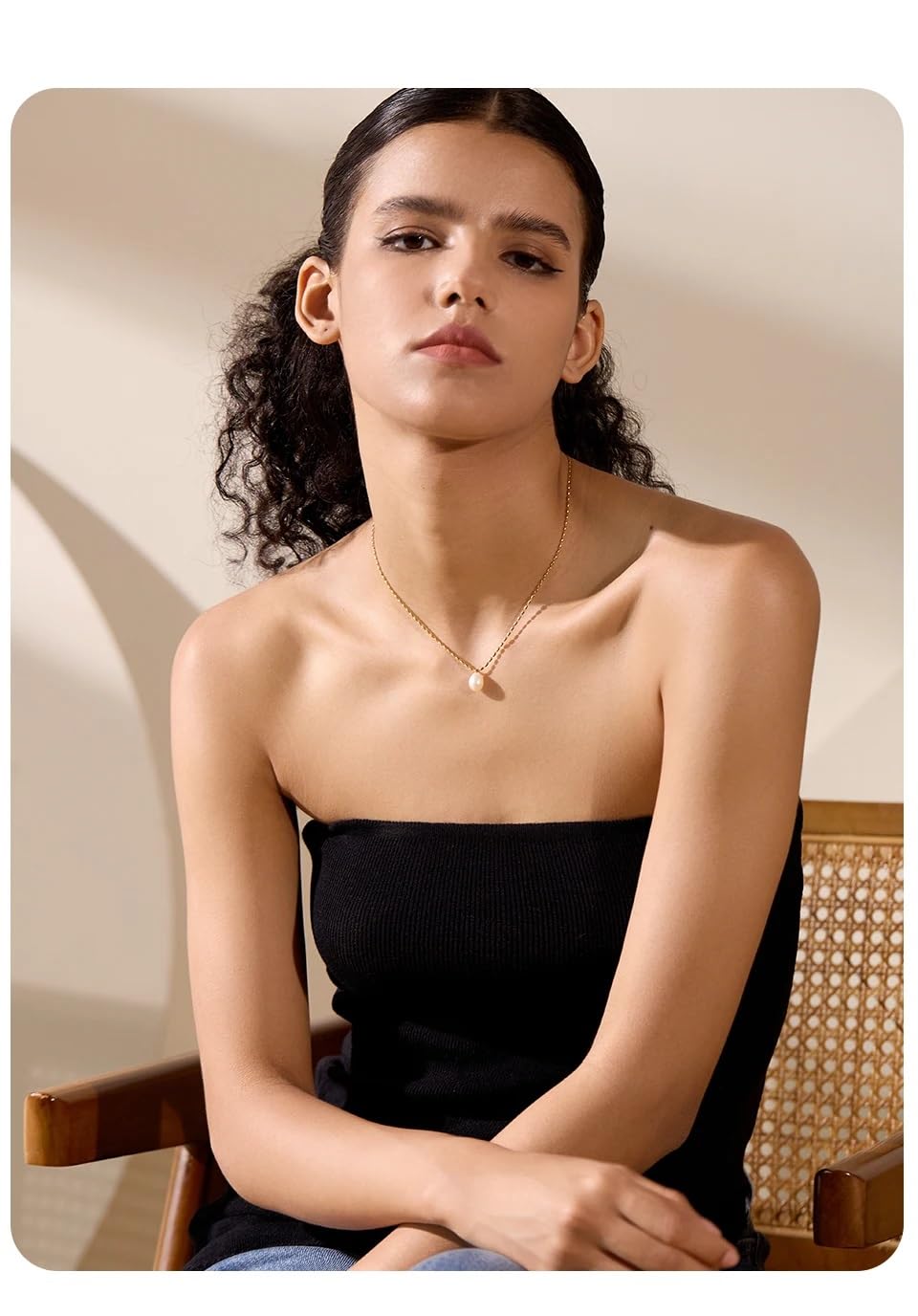 El Regalo Elegant Warterproof 18K Gold Plated Pearl Dainty Ball Bead Chain Necklace - Stainless Steel Anti-Tarnish Jewelry for Women, Girls (Ball Beads Drop Pearl Chain)