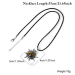 El Regalo Vintage Style Natural Stones Gothic Sun Pendant Unisex Necklace (Tiger Eye- Brown)
