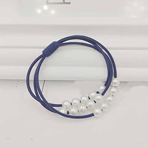 El Regalo Set of 5 Knotted Elastic Pearls Hair Ties Rubber Band Ponytail Holder for Girls/Kids/Women (5 Pearls Multi Layers Rubber bands)