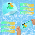 El Regalo Waterproof Swim Cap for Kids Boys Girls, Cute Cartoon PU/Silicone No-Slip Swimming Bathing Cap for Children Long Short Hair, Non-Toxic,Flexible Swim Caps Hat (Aligator)