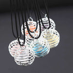 El Regalo 1 PC Healing Crystal Chakra Stone Necklace Gemstone Beads Round Iron Spiral Bead Cage Pendants Jewelry for Girls & Women (Rose Quartz)