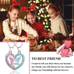 El Regalo 2 Pcs Bff Best Friend Forever Split Magnetic Matching Pendant Necklaces Set- Heart, Flower, Swan, Mermaid, Unicorn Pendant Friendship Necklaces (Pink & Blue Butterfly, Girls)