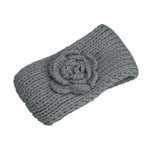 El Regalo's 1PC Winter Crochet Knitted Headwrap Headband with 3D flower & Button for Girls & Women- Ear Warmer Hair Muffs Band | Winter Designer Headbands for Teens & Women (Grey)