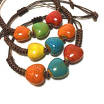 El Regalo Love Heart Ceramic Bracelet, Flower-Glazed Beaded Bracelet for Girls & Women - Adjustable Hearts Bracelet