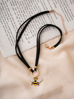El Regalo 1PC Cute & Fancy Black Faux Choker Collar Necklace with Charms for Girls & Women (Honey Bee Charm Choker)