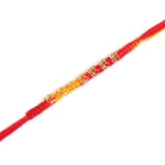 El Regalo 2PCs Red & Yellow Moli Thread Rakhi Combo Set for Brother- Auspicious OM, Ganesha, Satiya, Lion etc. Mauli Rakhi with Roli Chawal Shagun, Message Card in Rakhi Gift Box (Option-4)