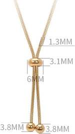 El Regalo Women's Stainless Steel Slider Tie Necklace- Anti-Tarnish/Waterproof Fashion Snake Chain Sliding Beads Necklace (Gold)