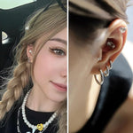 El Regalo 3 Pairs of Unisex Non-Piercing, Clip On Earrings for Girls/Boys/Men/Wome- Surgical Stainless Steel Hypoallergenic Huggie Fake Earrings (Silver)