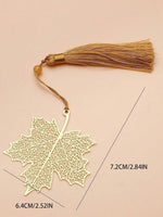 El Regalo Exquisite Metal Leaf Bookmark with Tassel - Gold Plated Hollow Leaves Brass Bookmarks for Students, Book Lovers, Writers, Teachers (Golden Maple Leaf)