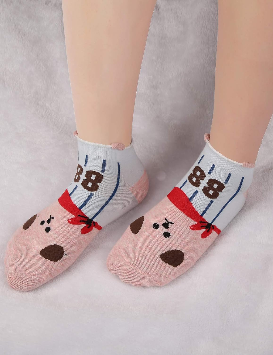 Ankle Socks for Teen Girls Women Funny No Show Novelty Sock Girl Low Cute Fun Animal Cartoon Socks, 5 Pack, Cotton & Bamboo