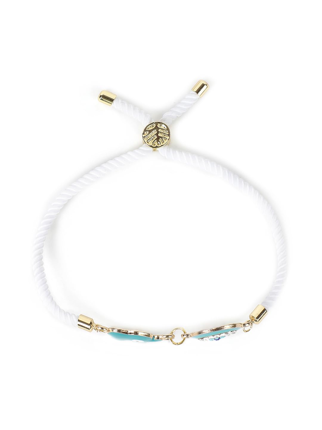 El Regalo Designer Rakhi Set for Bhaiya & Bhabhi - 2PCs CZ Evil Eye Hamsa Hand Bracelet Rakhi Combo with Roli Chawal & Rakhi Message Card in Gift Box (Elephant Evil Eye Combo)