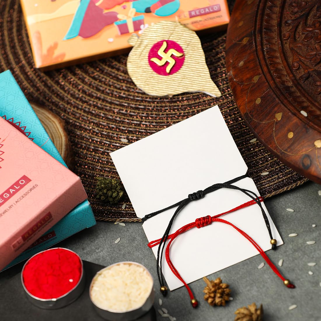 El Regalo 2PCs Cute Kids Rainbow Bracelet Rakhi Combo Sets- Fancy Kids Rakhi for Brother/Sister/Niece or Nephew with Roli Chwal, Rakhi Message Card in Rakhi Box for Babies/Toddlers/Kids (Option-2)