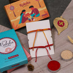 El Regalo 2PCs Shiva Damroo Bracelet Rakhi for Brothers- Antique Finish Damru Rakhi Set with Roli Chawal Shagun, Message Card in Rakshabandhan Gift Box for Bhai/Bhaiya